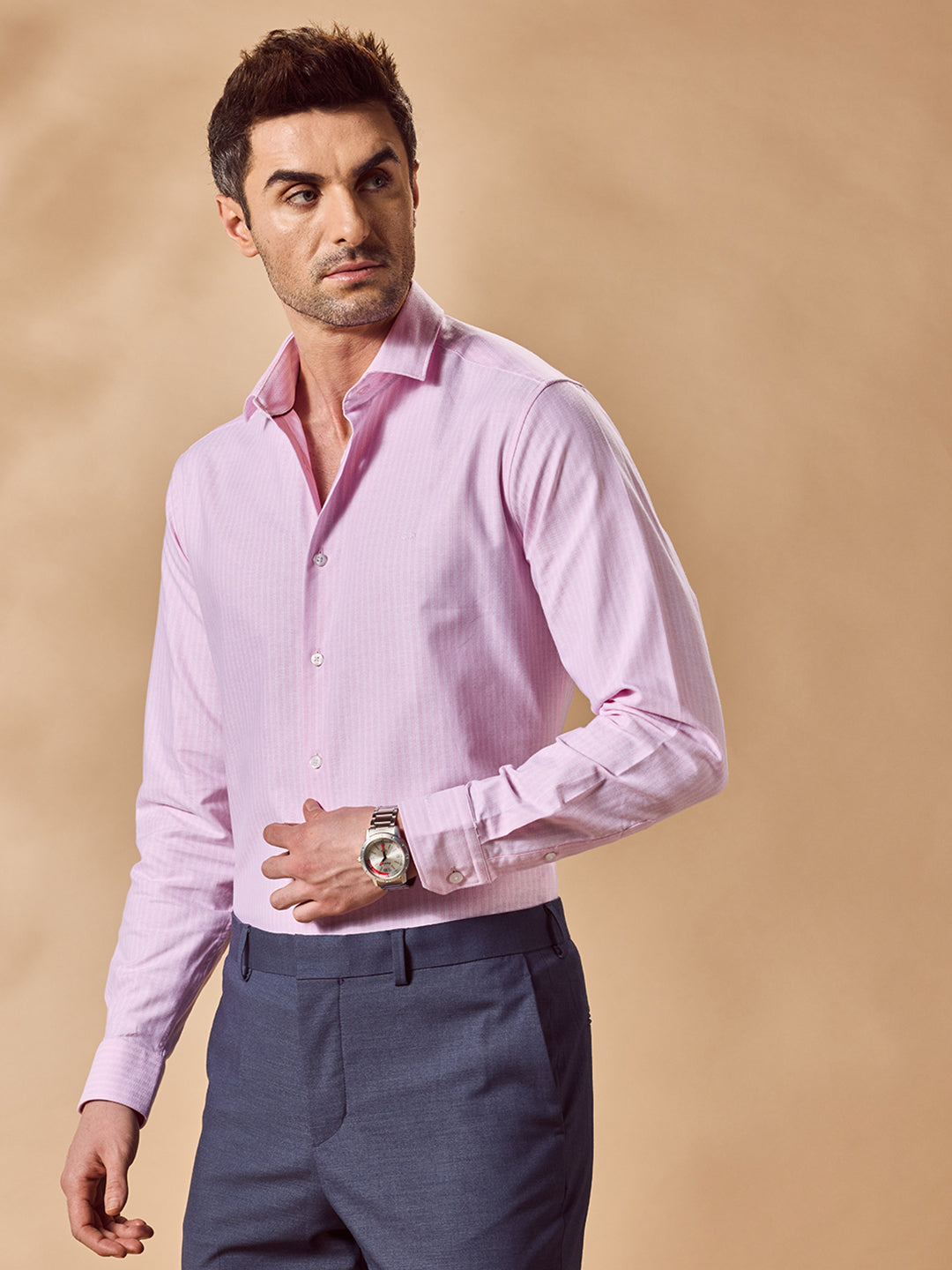 Aldeno Men Pink Formal Shirt (CIVE)