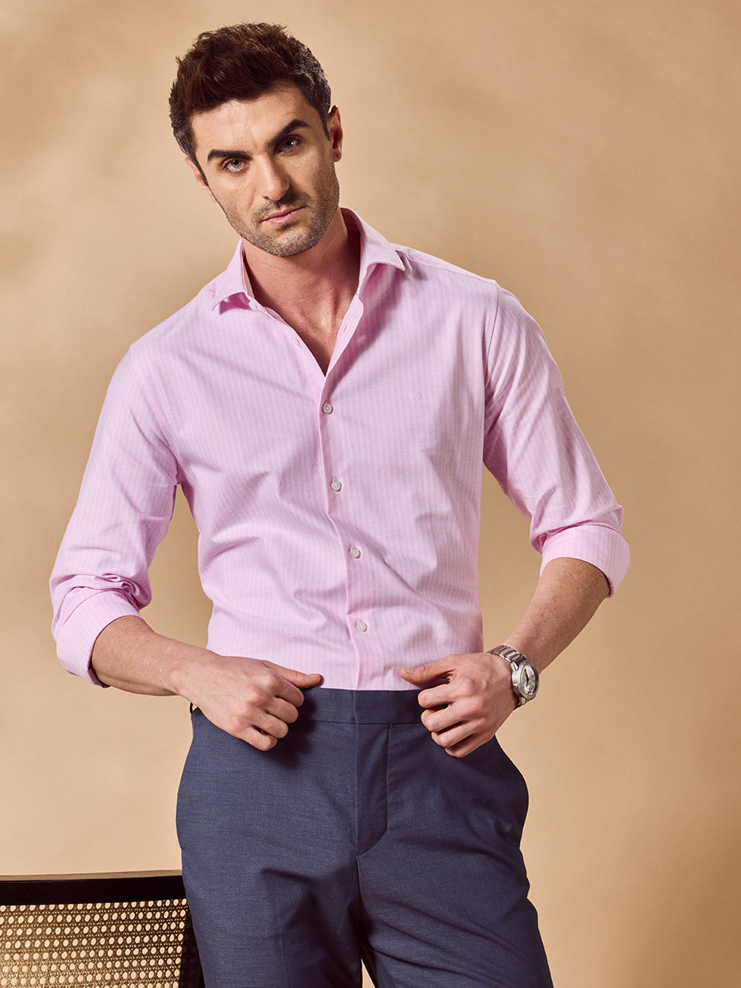 Aldeno Men Pink Formal Shirt (CIVE)