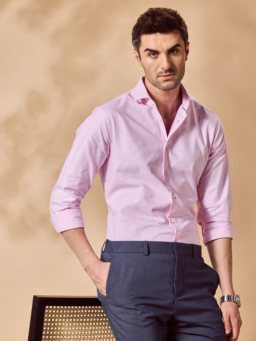 Aldeno Men Pink Formal Shirt (CIVE)