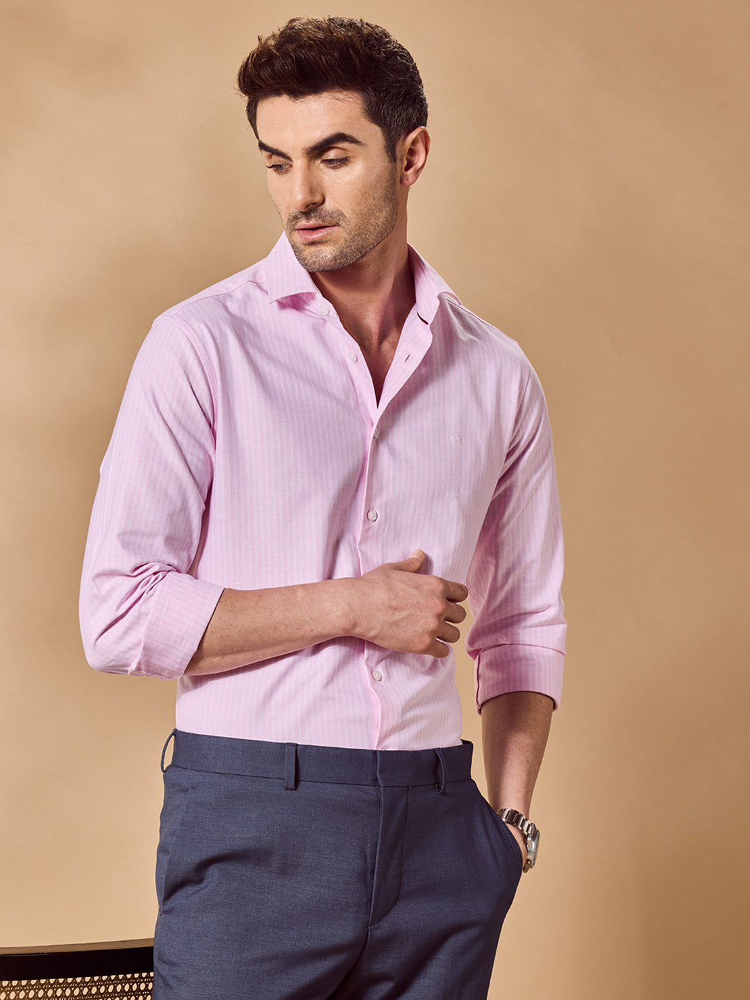 Aldeno Men Pink Formal Shirt (CIVE)