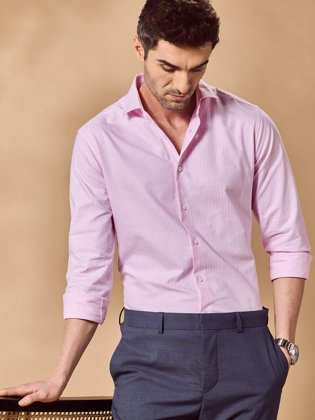 Aldeno Men Pink Formal Shirt (CIVE)