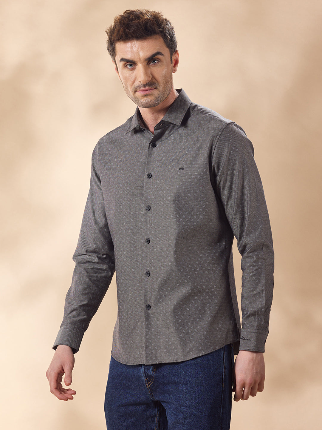 Aldeno Men Grey Formal Shirt (CREW)