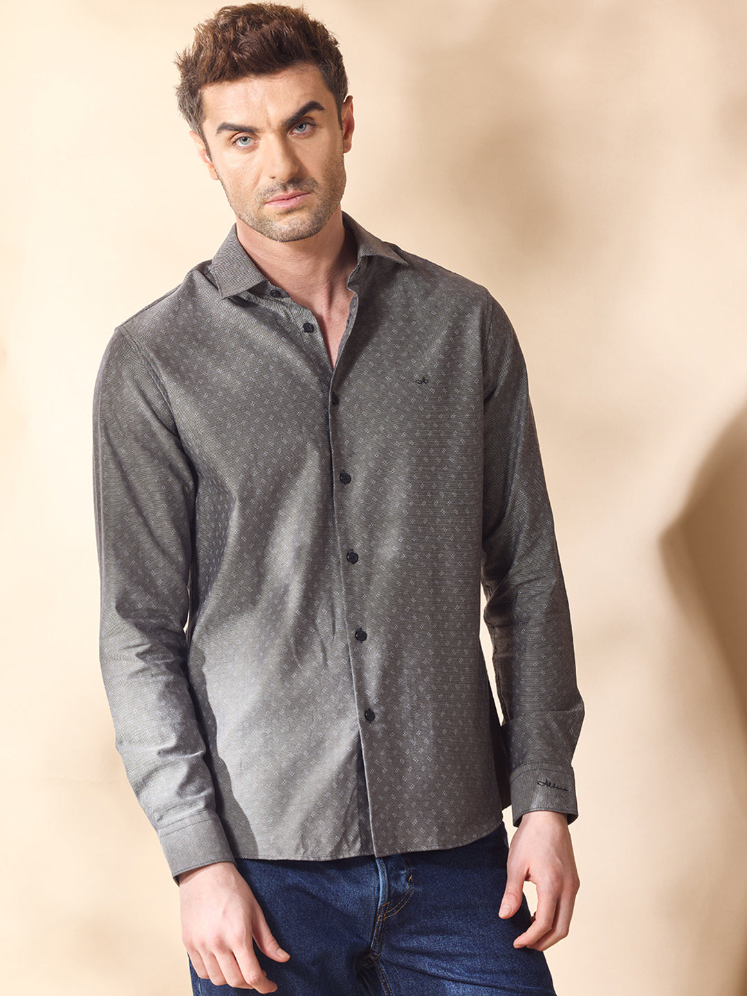 Aldeno Men Grey Formal Shirt (CREW)