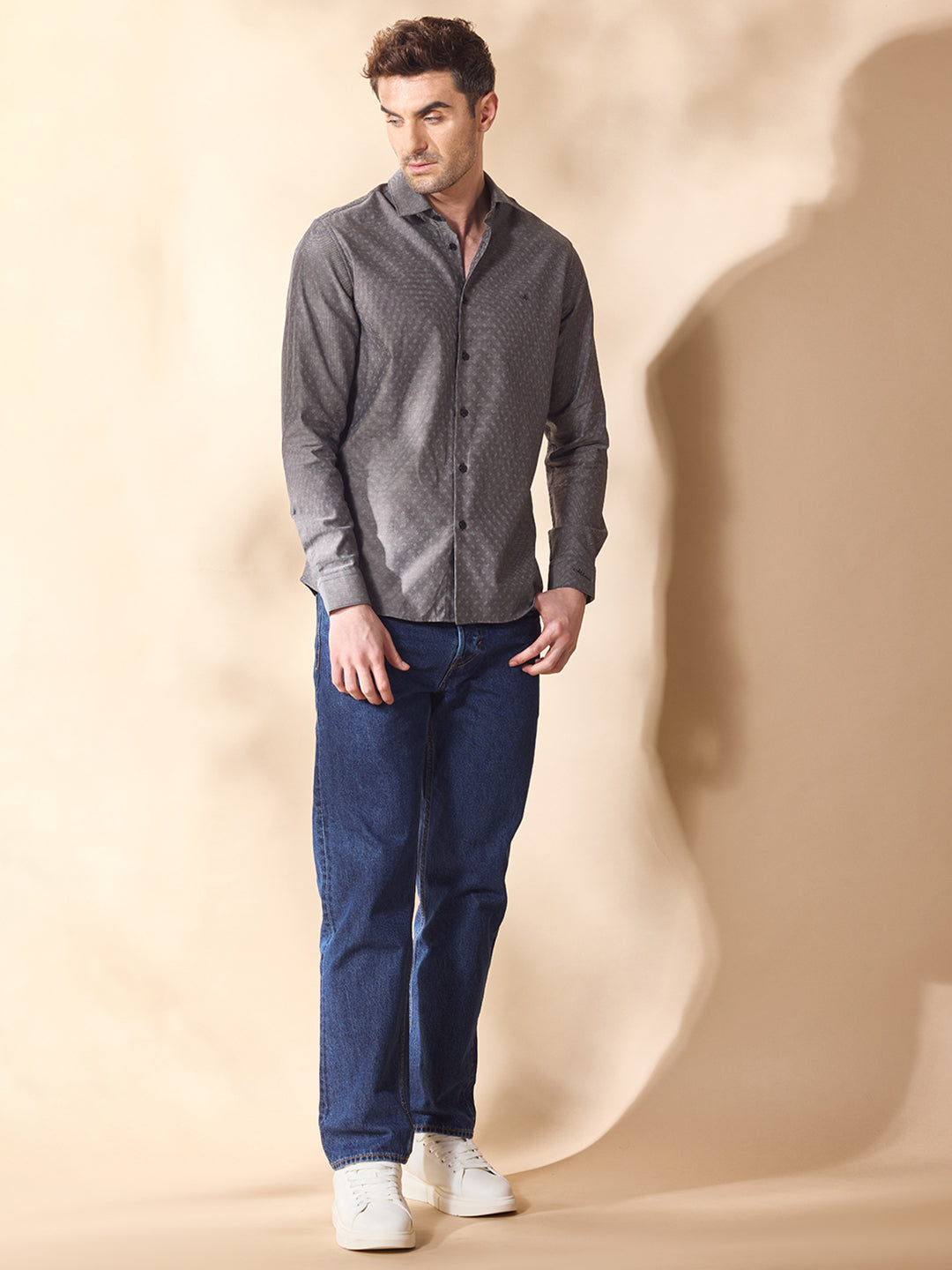 Aldeno Men Grey Formal Shirt (CREW)