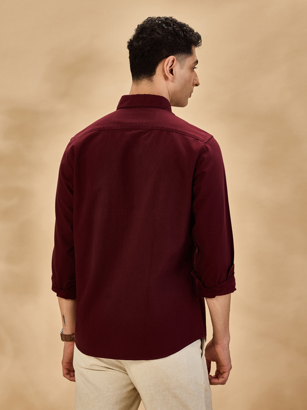 Aldeno Men Oxford Maroon Casual Shirt (GOWIN)