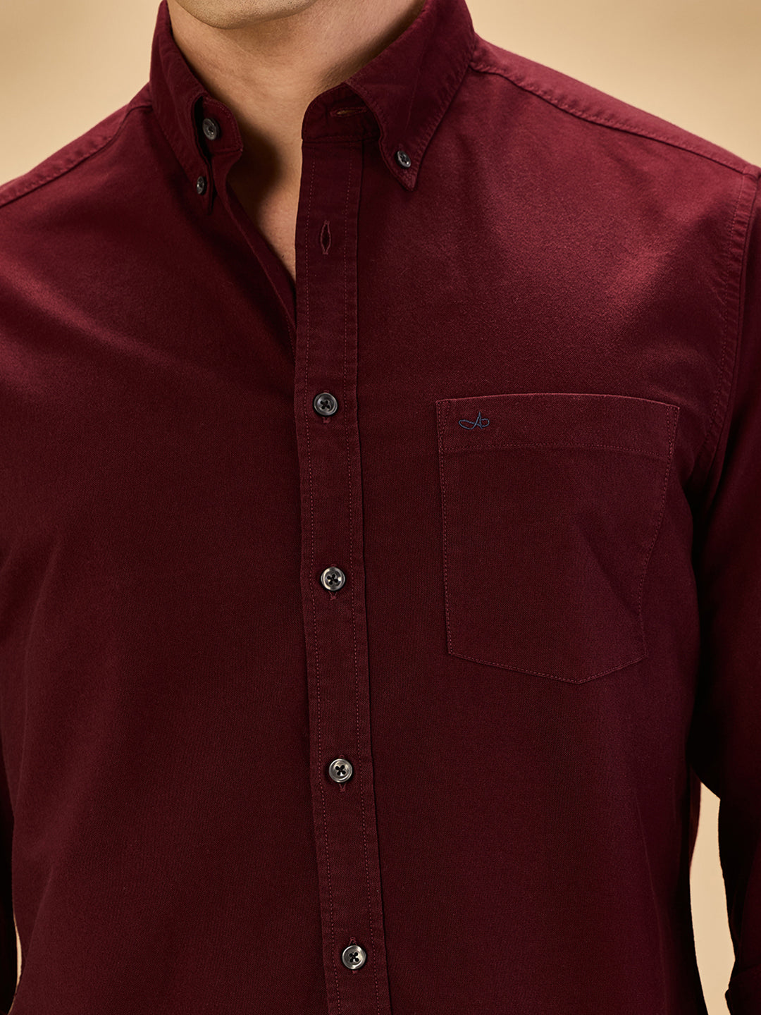 Aldeno Men Oxford Maroon Casual Shirt (GOWIN)