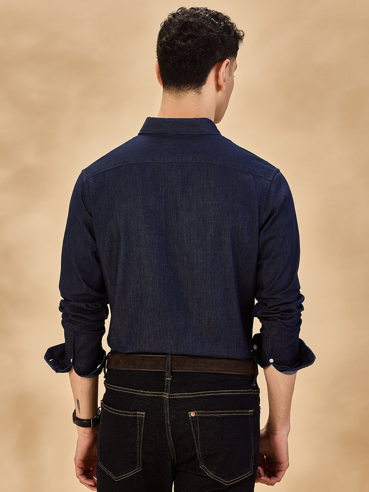 Aldeno Men Navy Blue Casual Shirt (DEBIM)