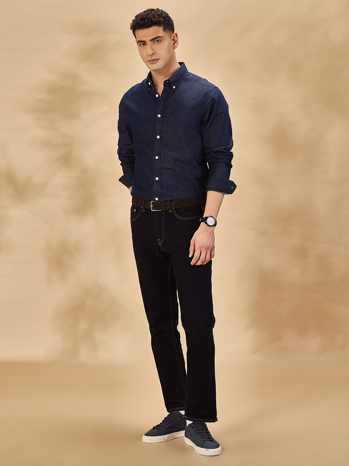 Aldeno Men Navy Blue Casual Shirt (DEBIM)