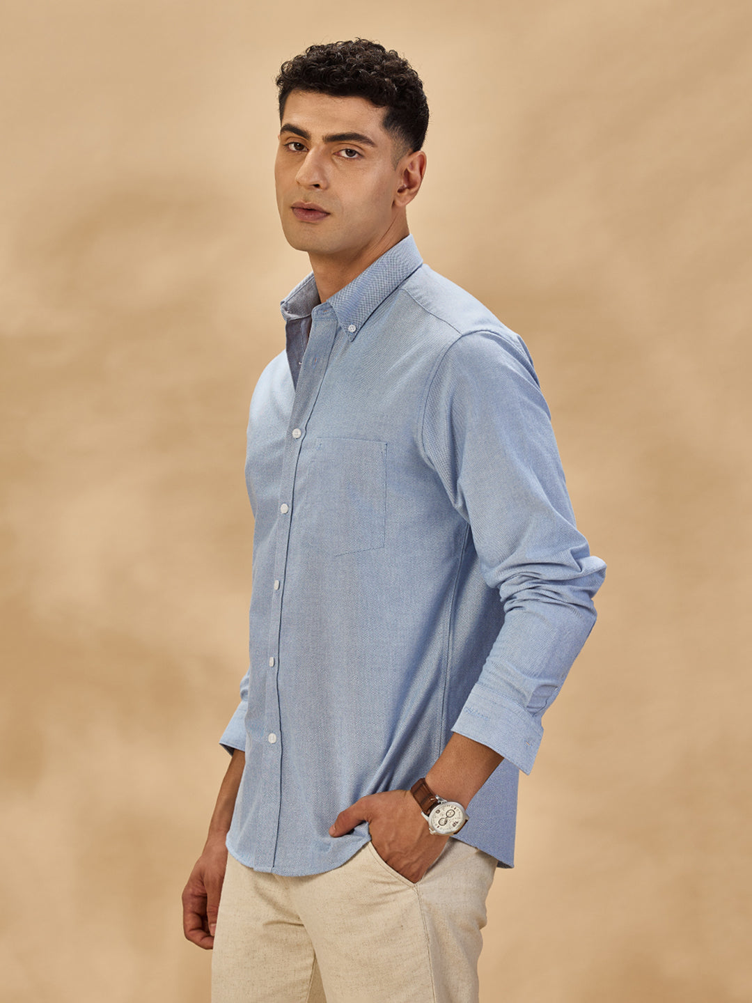 Aldeno Men Blue Formal Shirt (CRUDE)