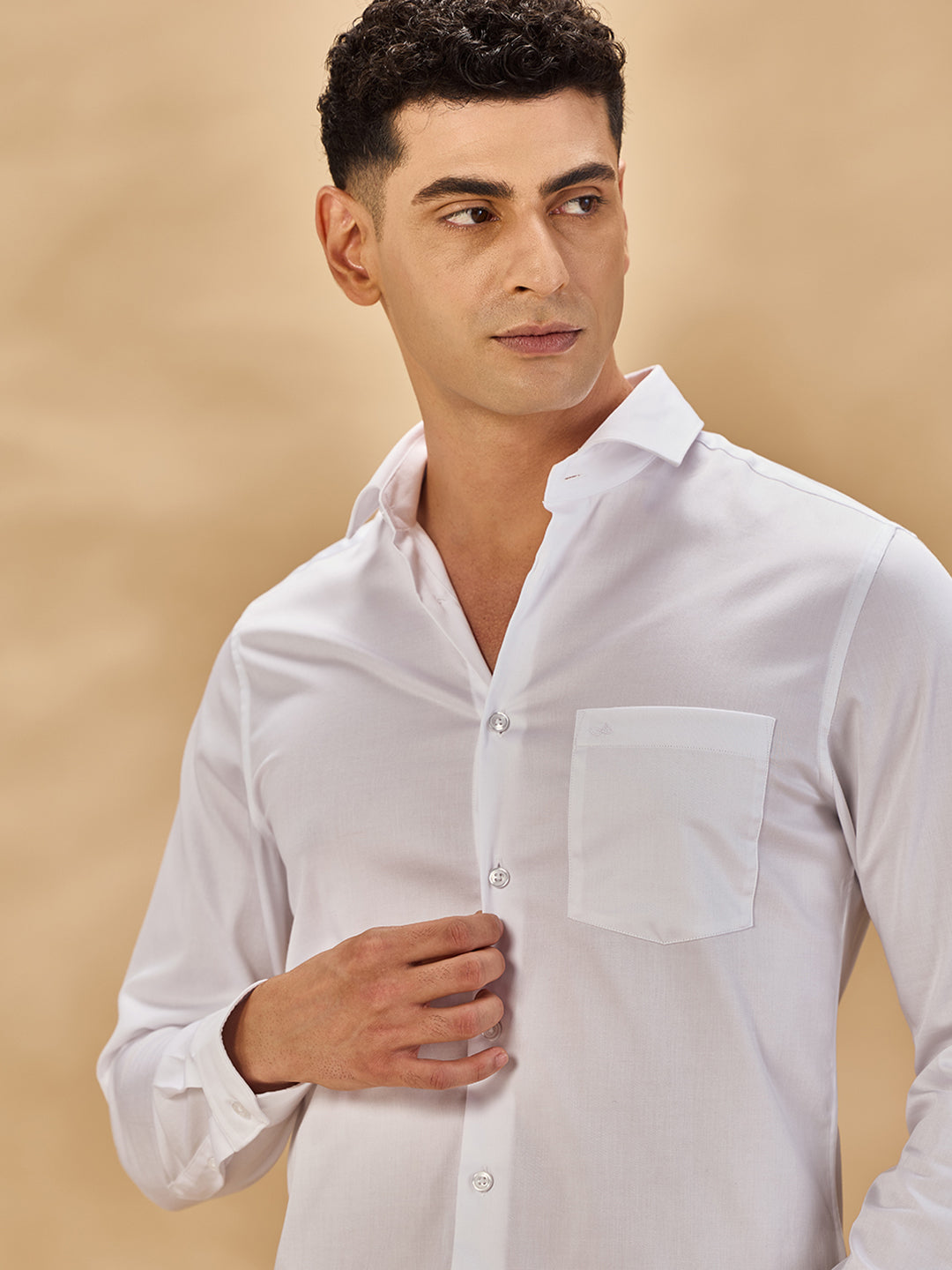 Aldeno Men Solid Formal White Shirt (SHAWN)