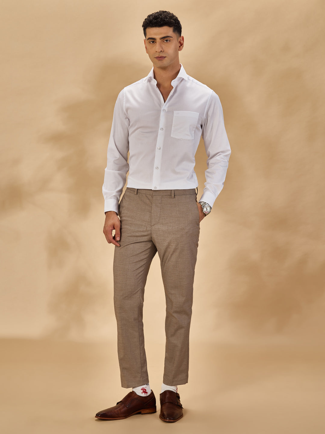 Aldeno Men Solid Formal White Shirt (SAFWT)