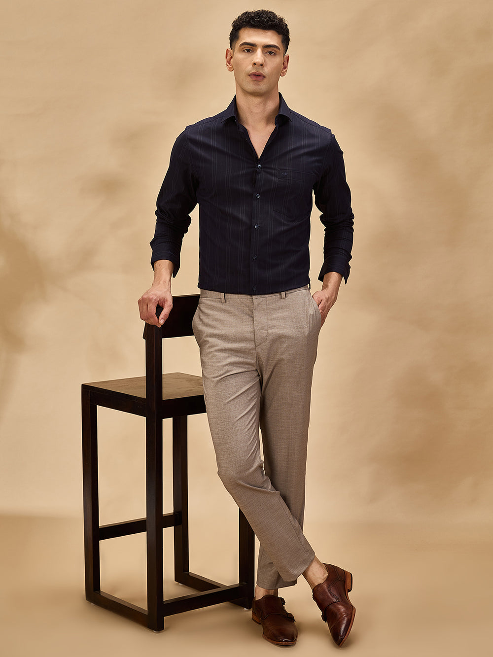 Buy Aldeno Men Navy Blue Formal Shirt (MILAN)