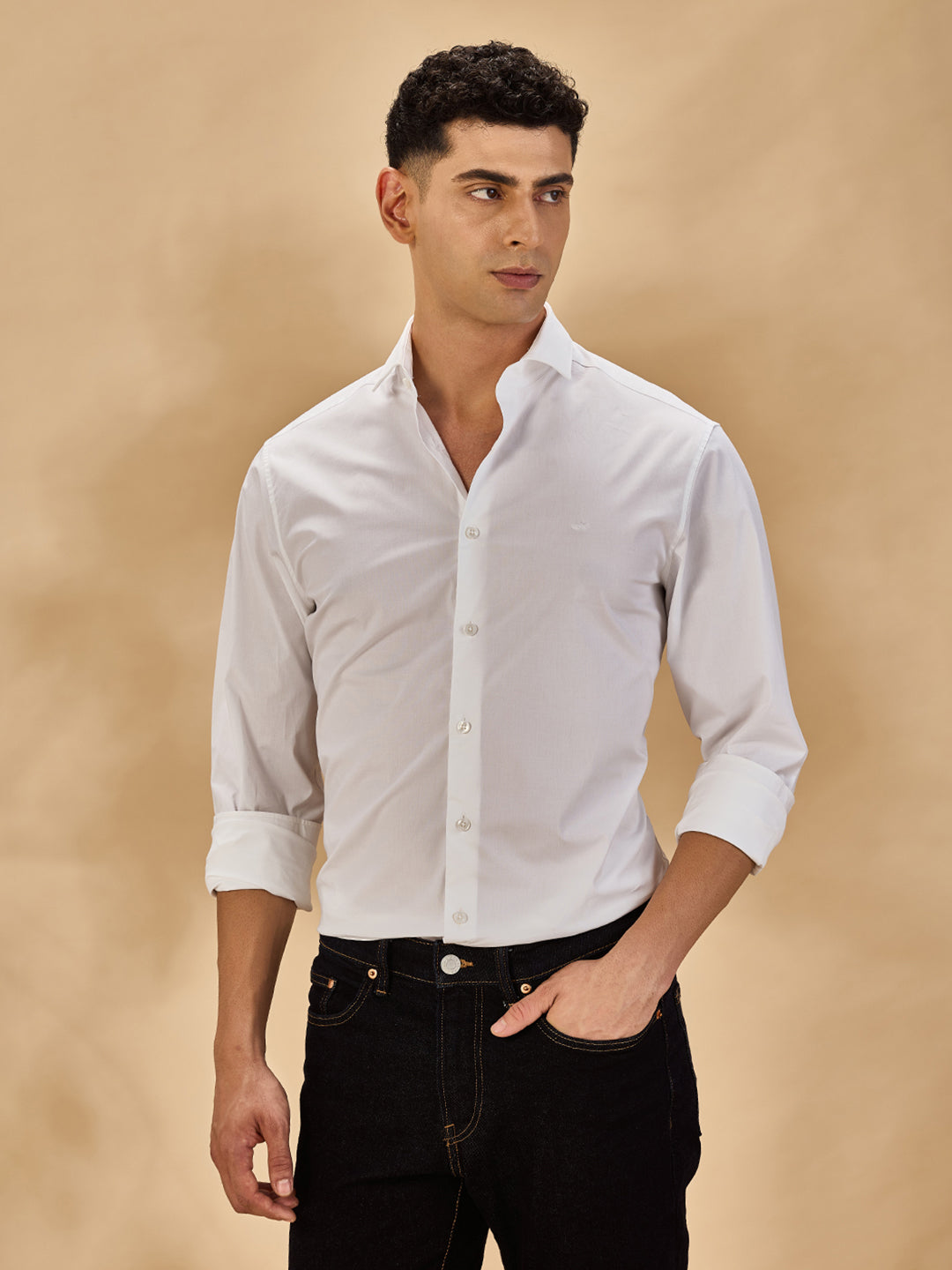 Aldeno Mens Regular Fit Solid White Casual Satin Shirt (PAXTO)