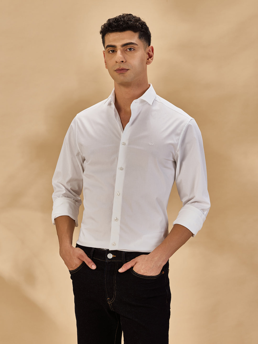 Aldeno Mens Regular Fit Solid White Casual Satin Shirt (PAXTO)