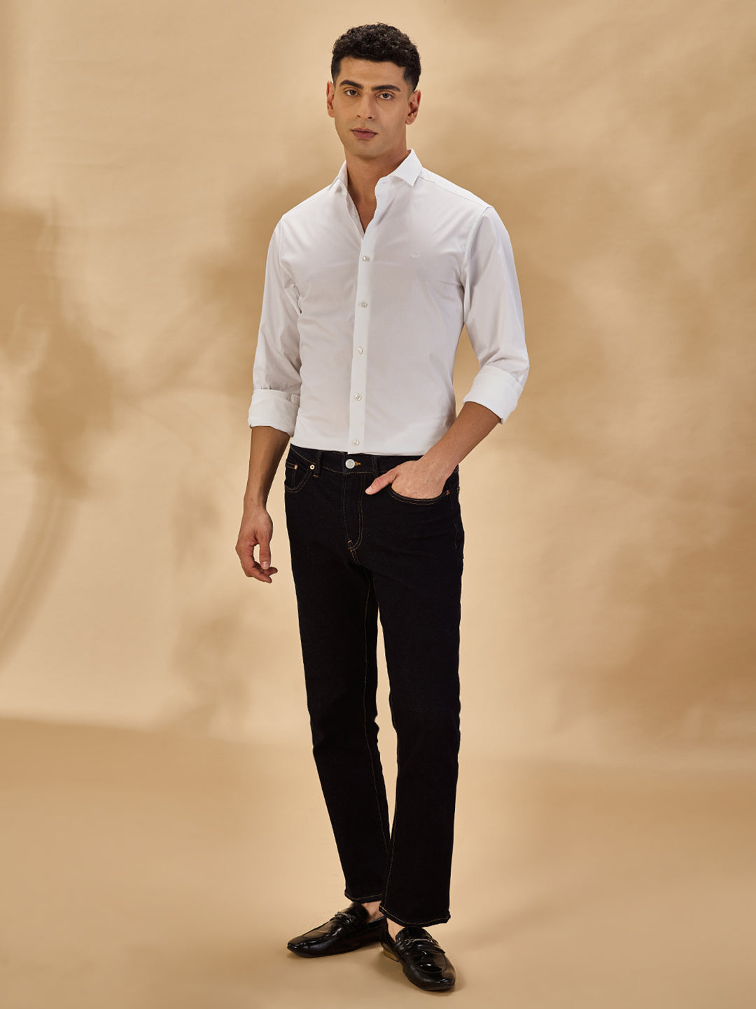 Aldeno Mens Regular Fit Solid White Casual Satin Shirt (PAXTO)