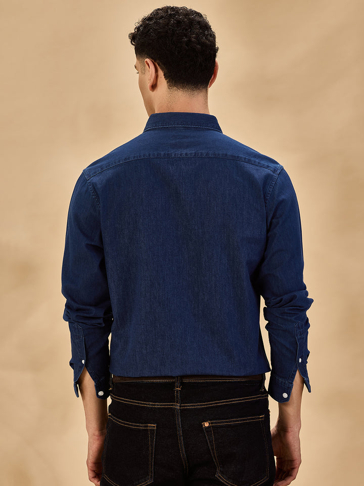 Aldeno Men Navy Blue Casual Shirt (DAAN)