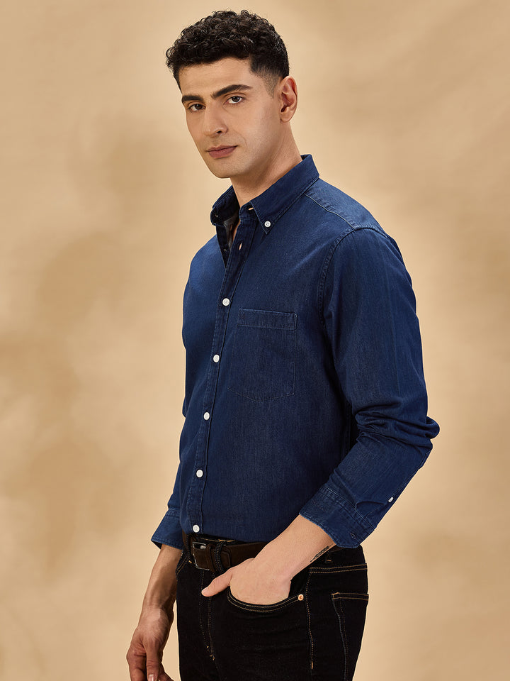 Aldeno Men Navy Blue Casual Shirt (DAAN)