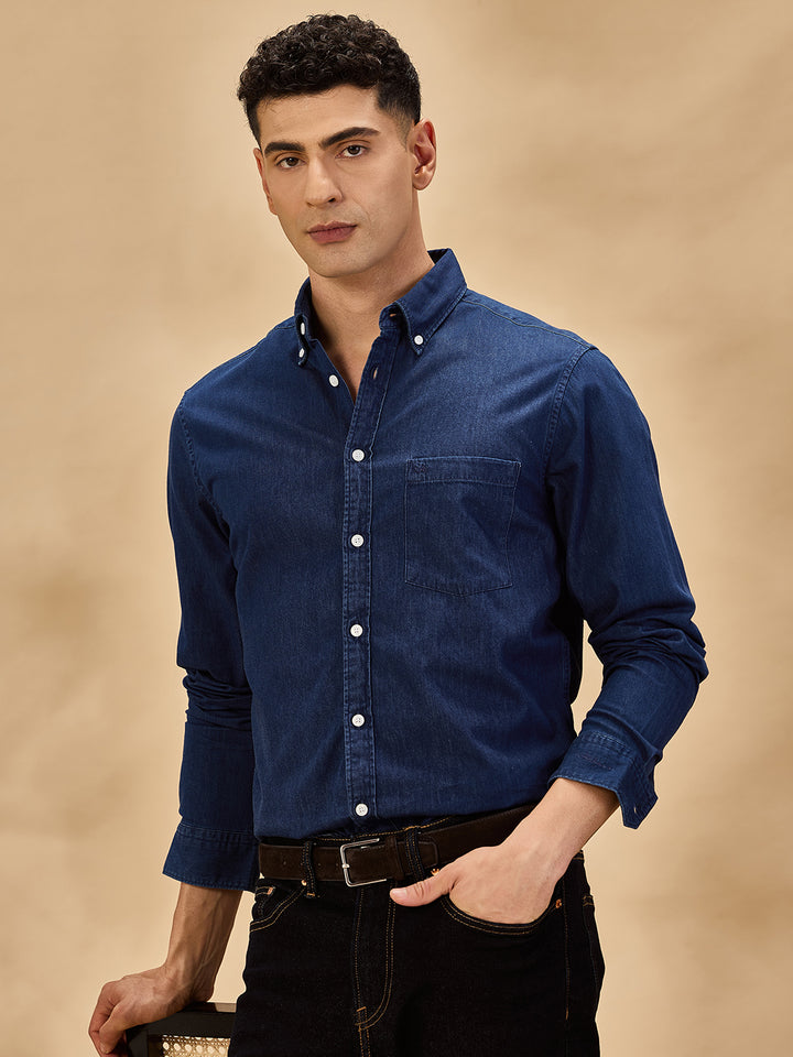 Aldeno Men Navy Blue Casual Shirt (DAAN)