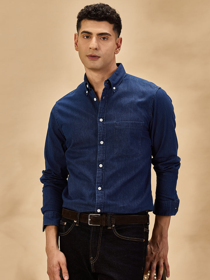 Aldeno Men Navy Blue Casual Shirt (DAAN)