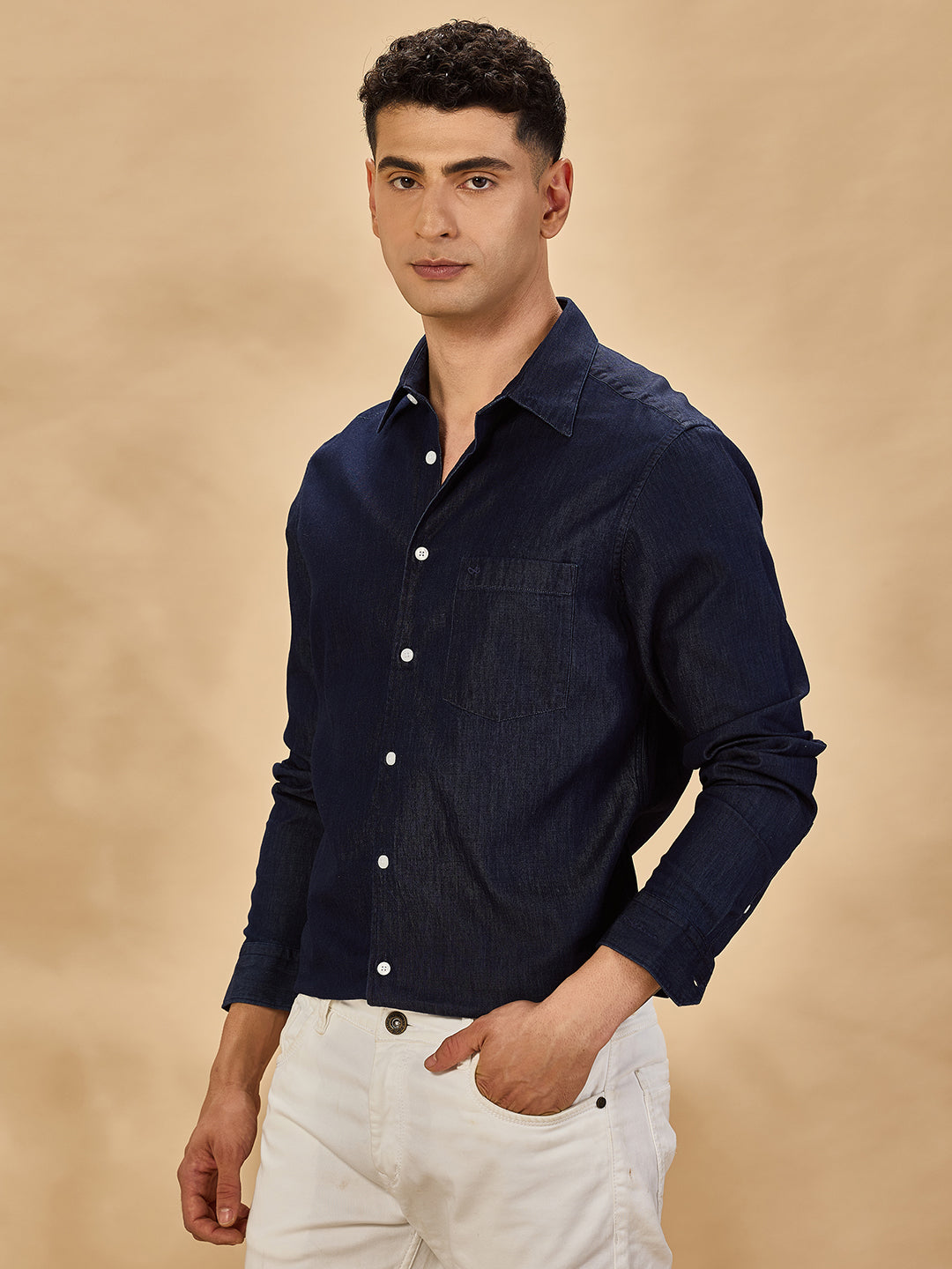 Aldeno Men Navy Blue Casual Shirt (DONIL)