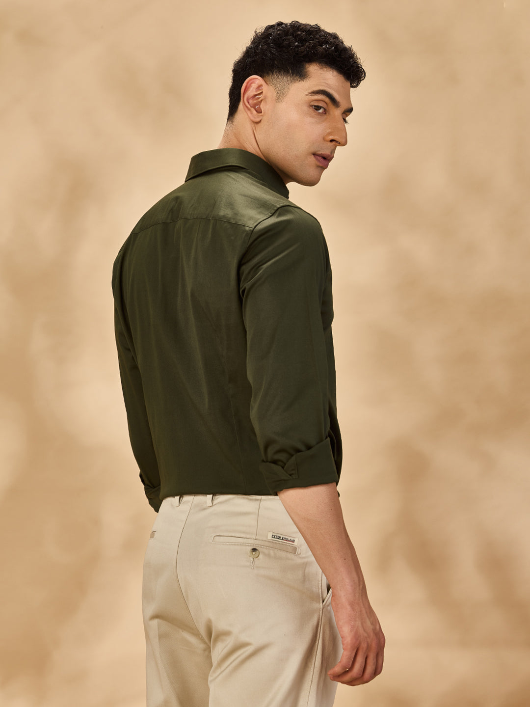 Aldeno Men Solid Formal Olive Shirt (SALOG)