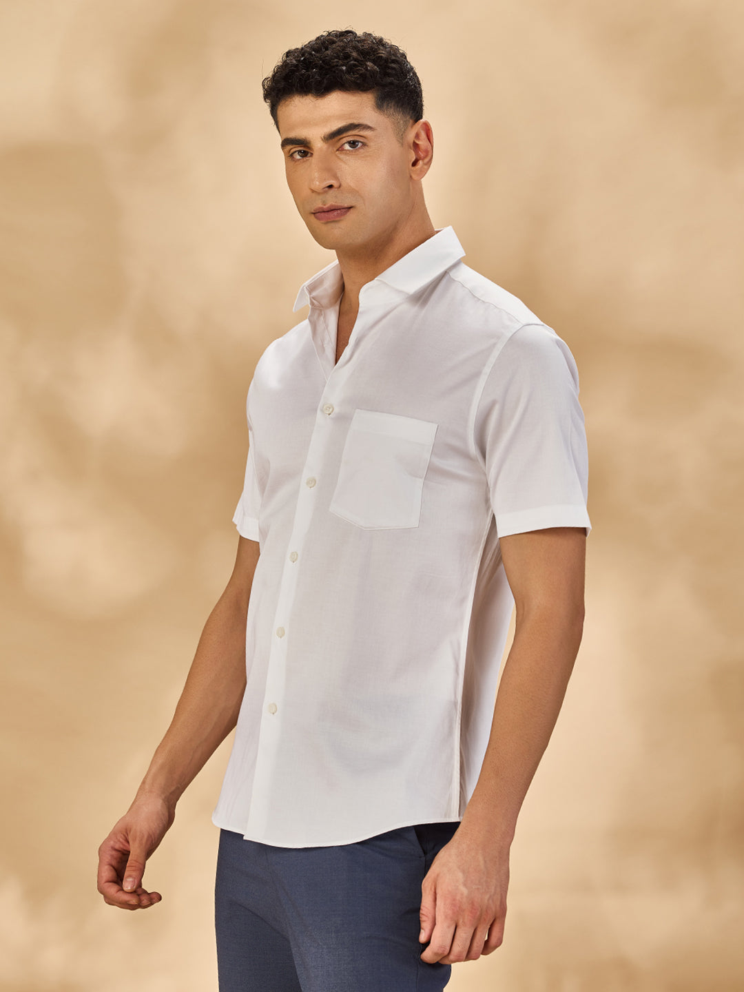 Aldeno Men Solid Formal White Shirt (SAIWT)