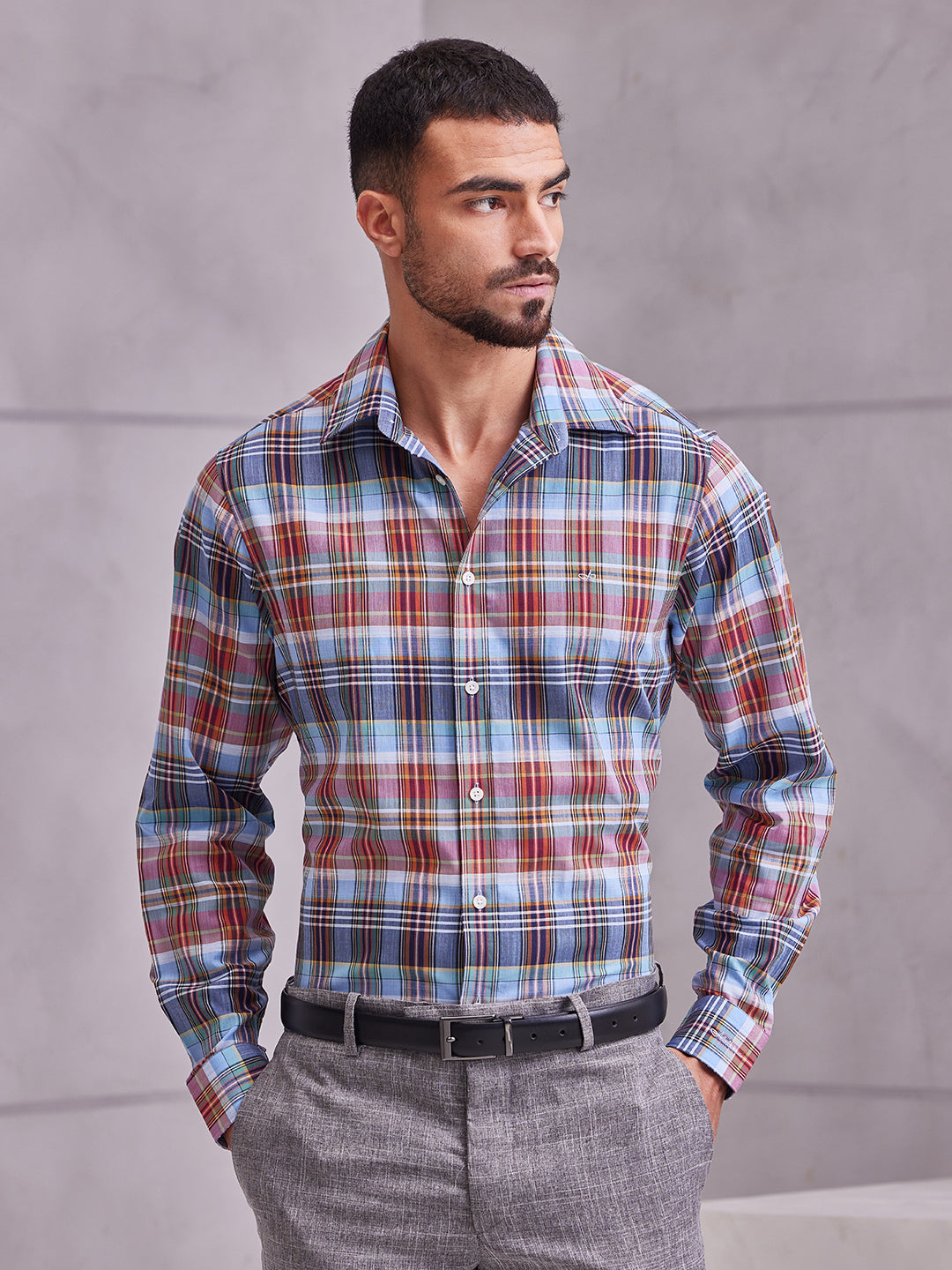 Aldeno Men Regular Fit Checks Multi color Cotton Shirt (MEVO)