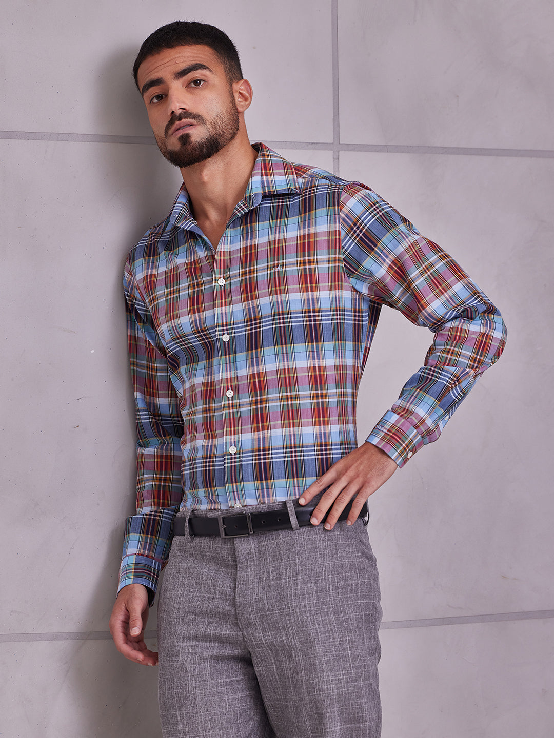 Aldeno Men Regular Fit Checks Multi color Cotton Shirt (MEVO)