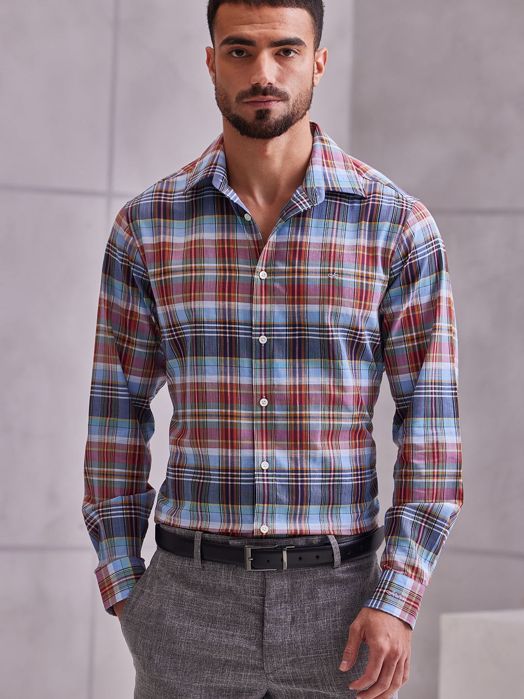 Aldeno Men Regular Fit Checks Multi color Cotton Shirt (MEVO)