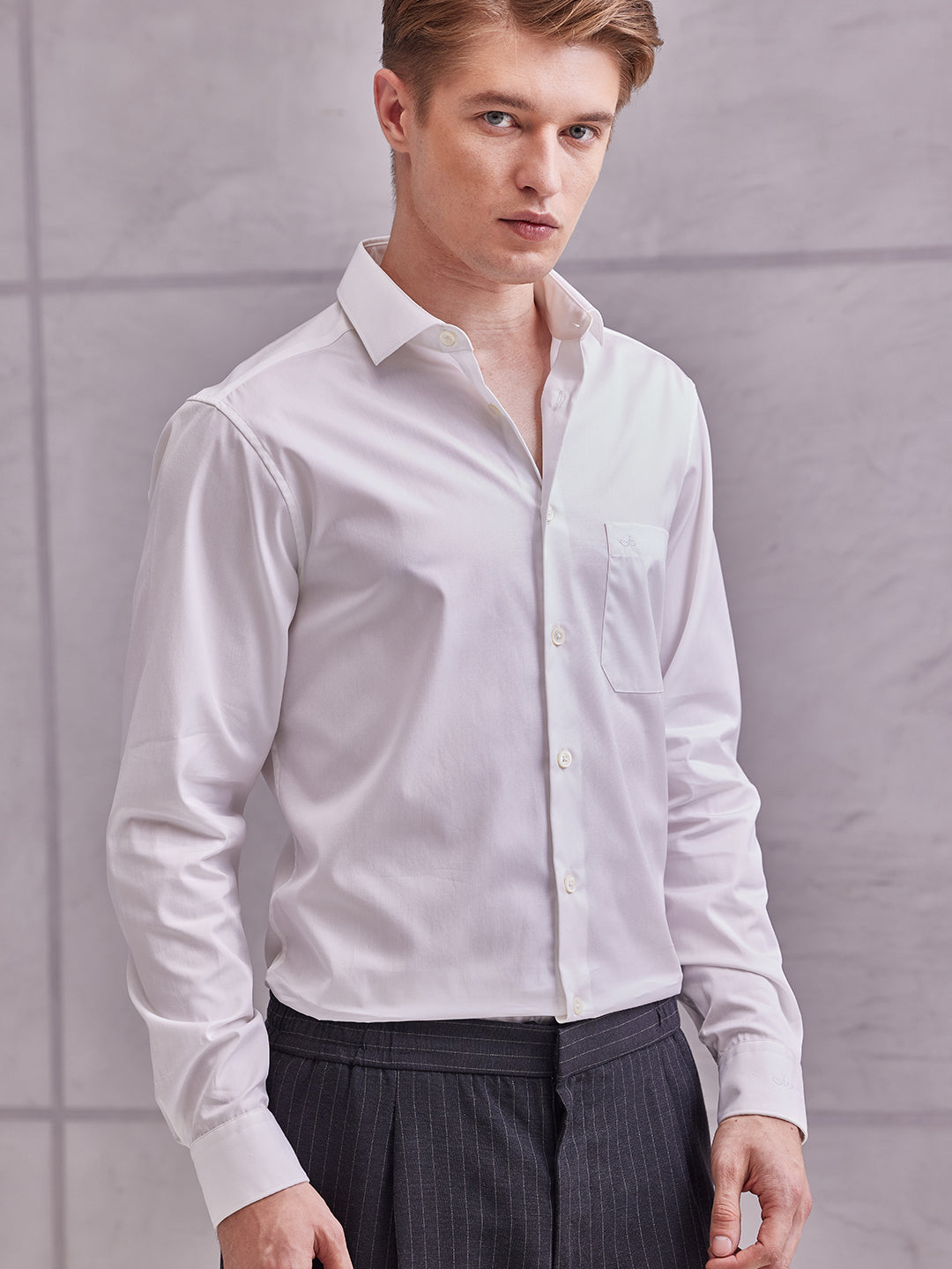 Aldeno Men Regular Fit Solid White Cotton Shirt (MURA)