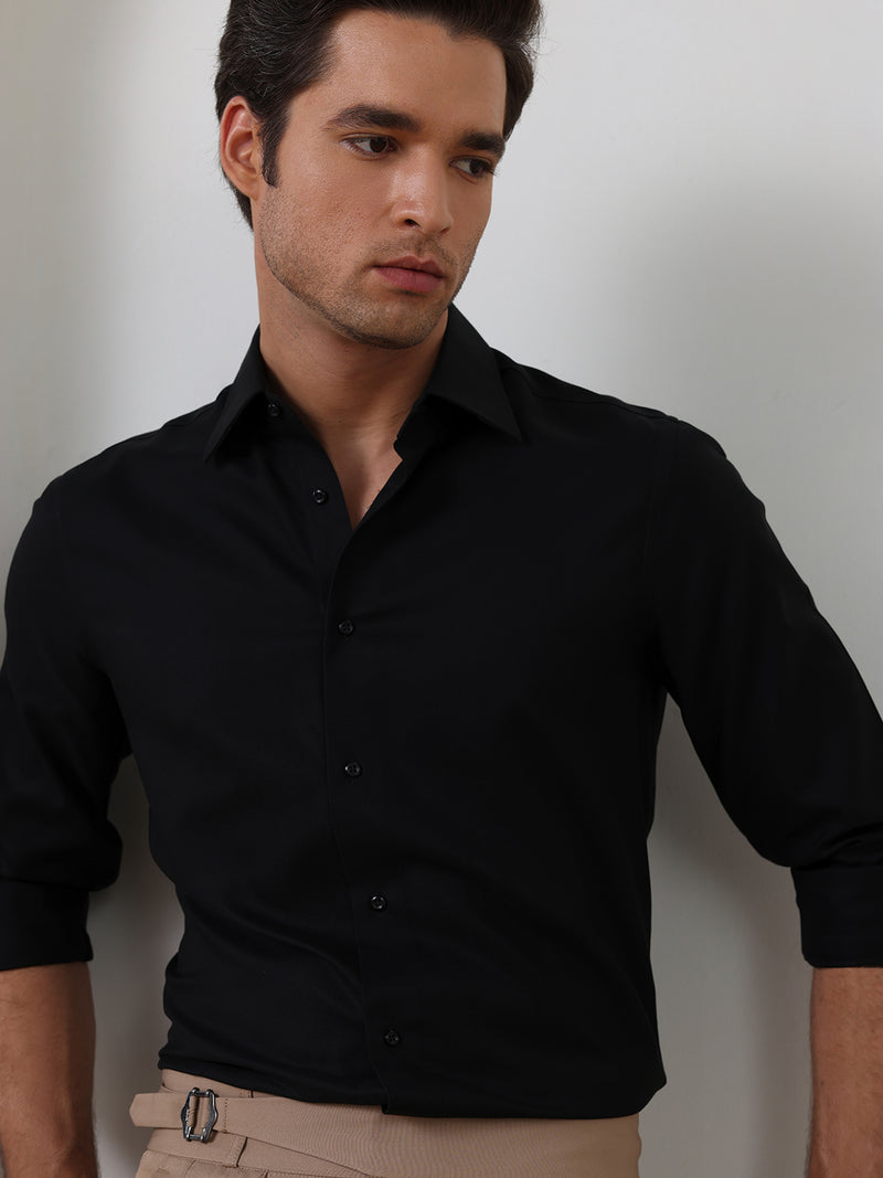 Black regular fit non-iron formal shirt for men (NOLIS)