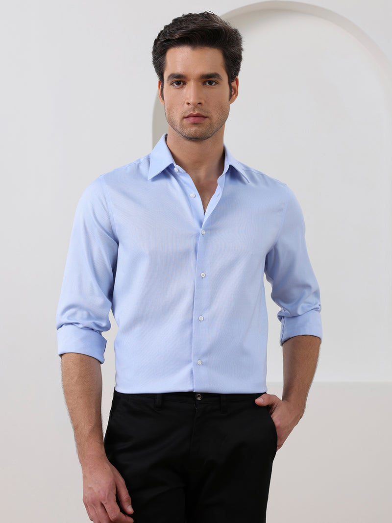 Blue regular fit non-iron formal shirt for men (NRUCI)