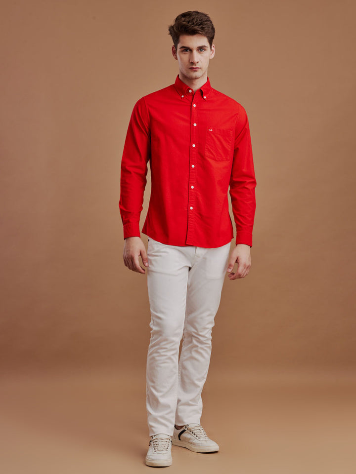Aldeno Men Oxford Bright Red Casual Shirt (GALLY)