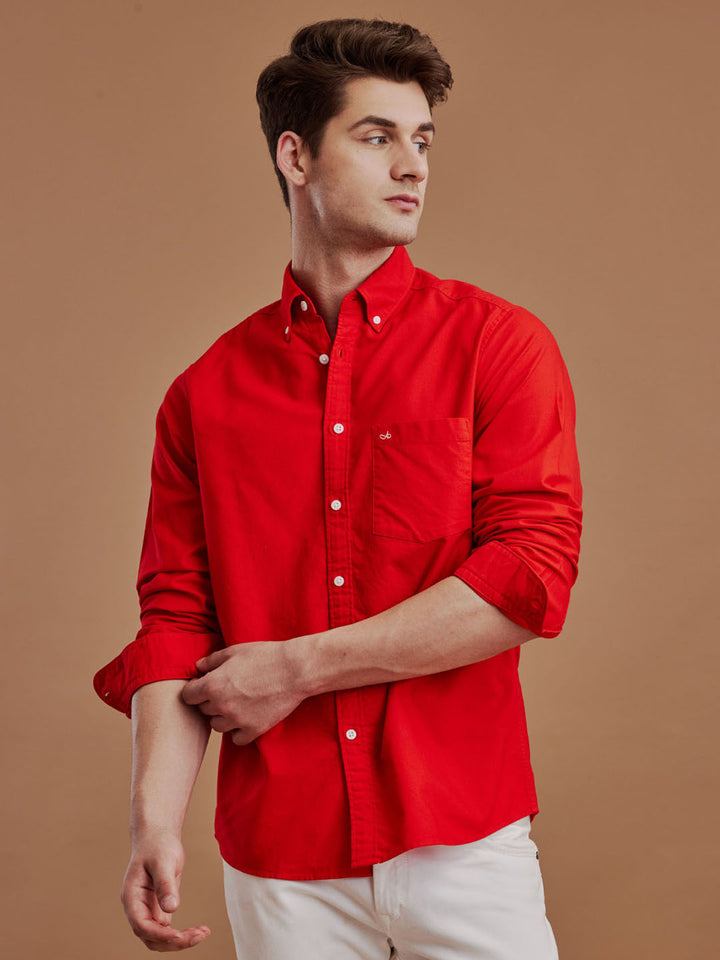 Aldeno Men Oxford Bright Red Casual Shirt (GALLY)