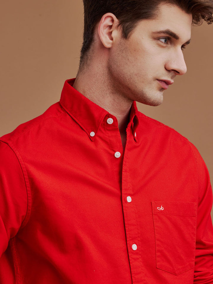 Aldeno Men Oxford Bright Red Casual Shirt (GALLY)