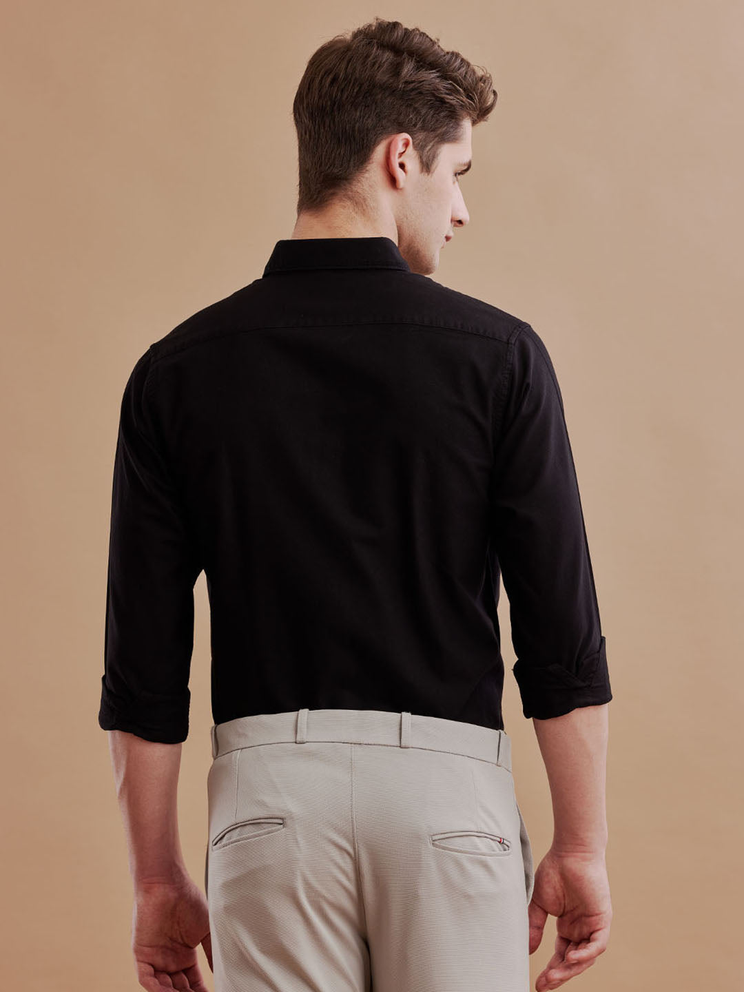 Buy Aldeno Men Solid Casual Black Shirt Online