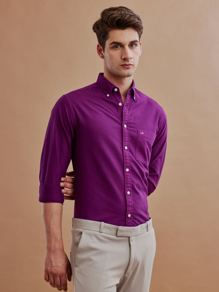 Aldeno Men Oxford Magenta Casual Shirt (GIPAL)