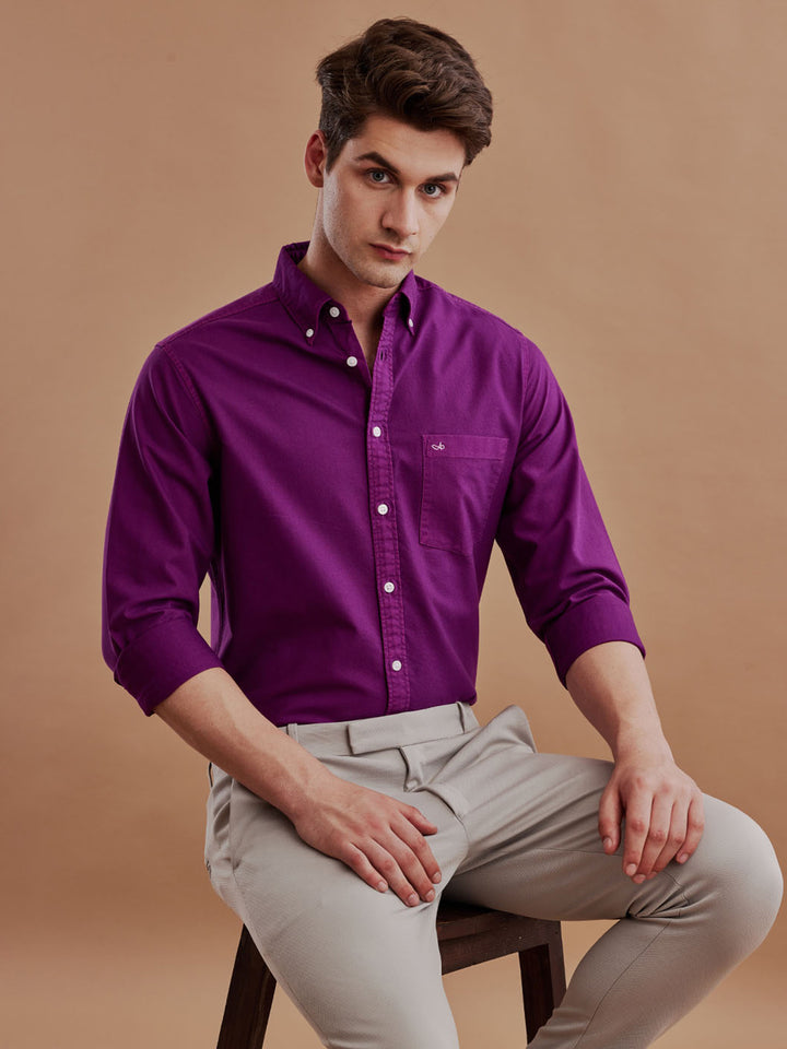 Aldeno Men Oxford Magenta Casual Shirt (GIPAL)