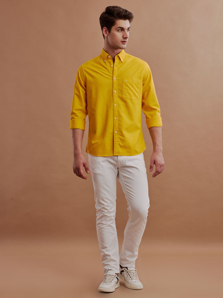 Aldeno Men Oxford Yellow Casual Shirt (GOLDY)