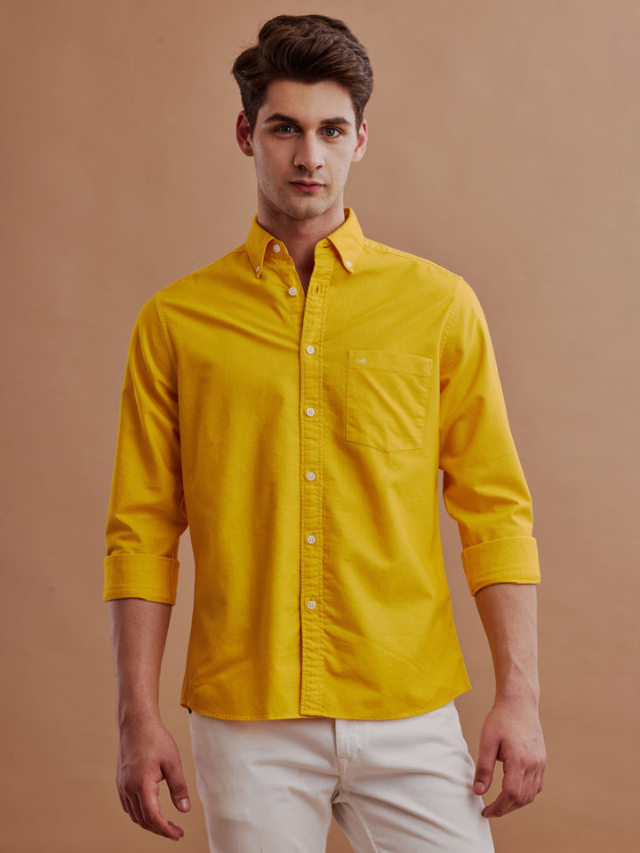 Aldeno Men Oxford Yellow Casual Shirt (GOLDY)