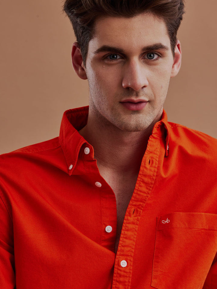 Aldeno Men Oxford Orange Casual Shirt (GESTO)