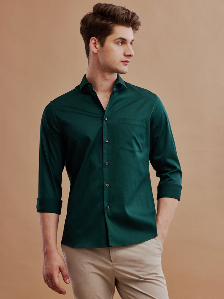 Buy Men Satin Stretch Formal Green Shirt Online - Aldeno L Buy Men Satin Stretch Formal Green Shirt Online - Aldeno L