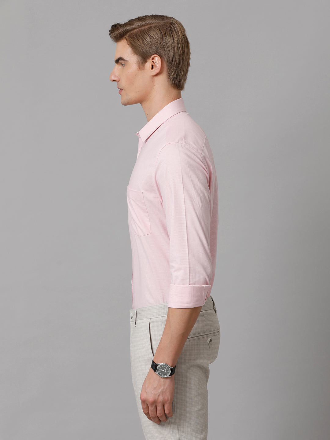 Aldeno Men Checkered Formal Pink Shirt (CAPEL)