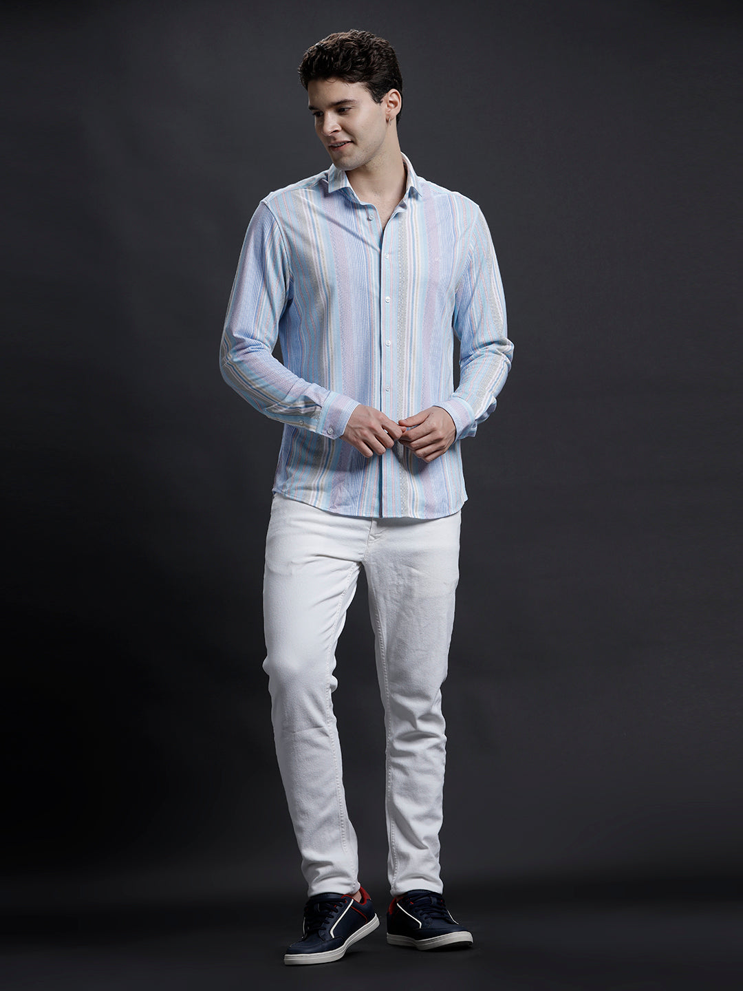 Aldeno Mens Regular Fit  White Casual Knitted Cotton Shirt (CARTE)