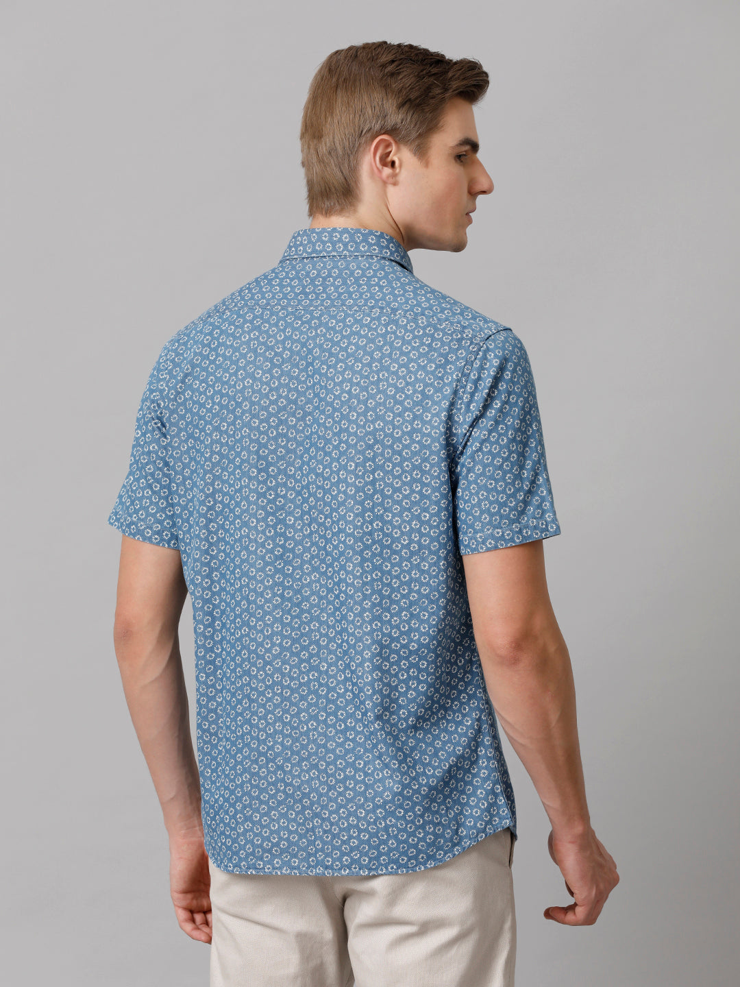 Aldeno Men Printed Casual Blue Shirt (CLOBY)