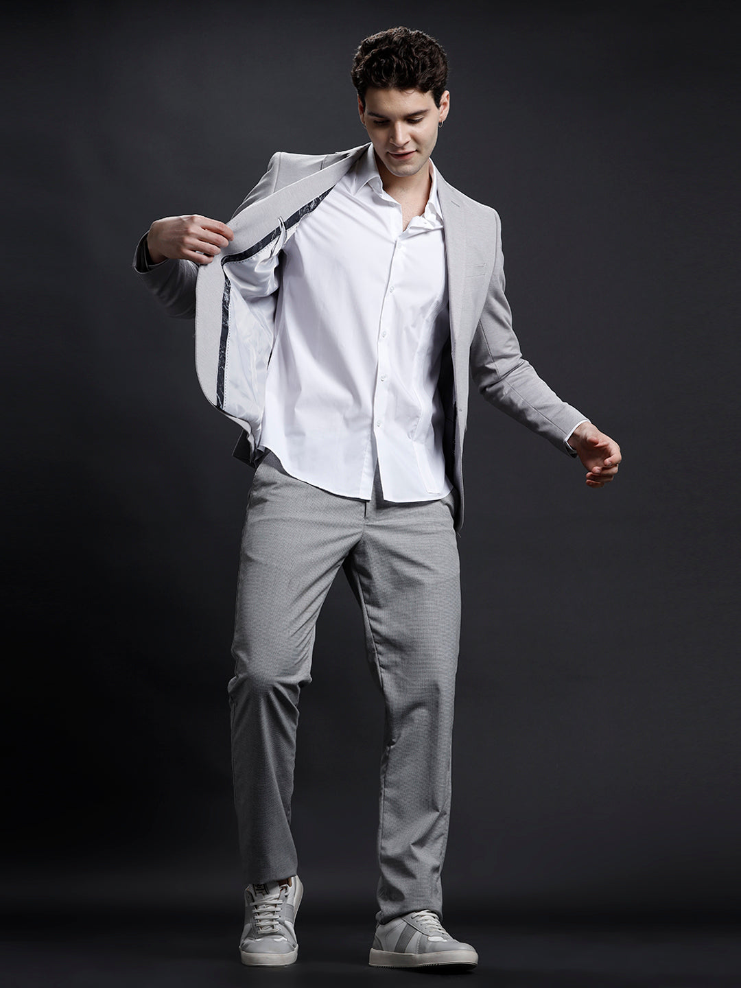 Aldeno Mens Regular Fit White Formal Cotton Stretch Bib Shirt (CLOTE)