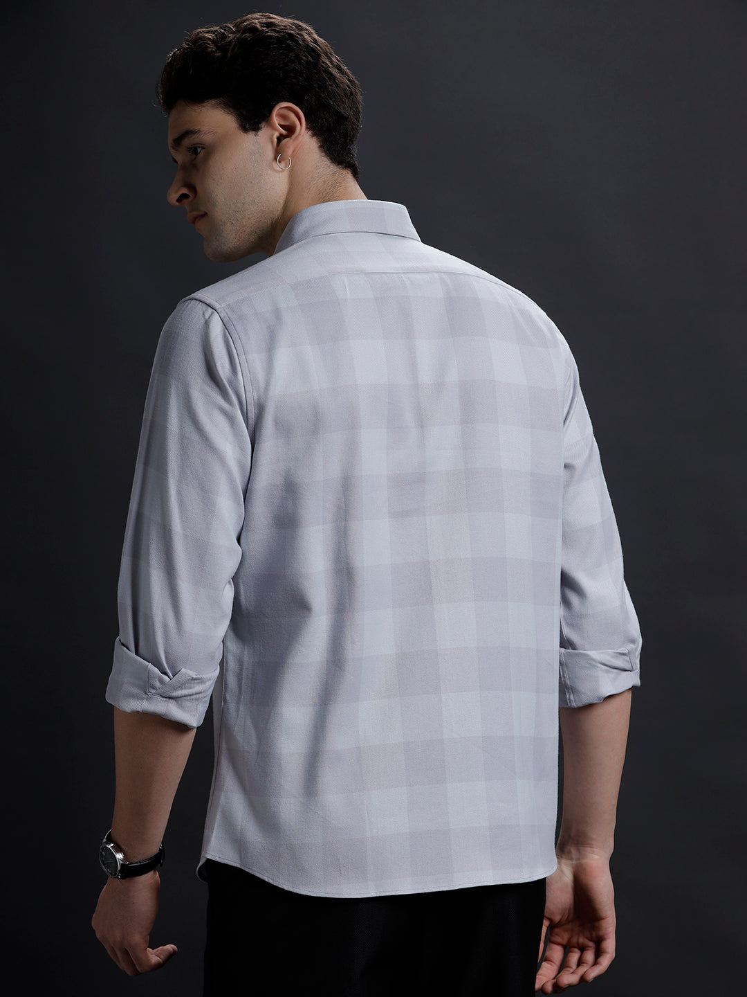 Aldeno Mens Regular Fit Check Shades Of Grey Casual Cotton Shirt (CORSO)