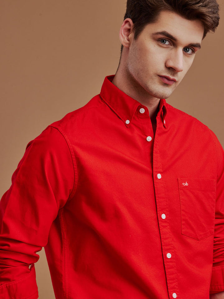 Aldeno Men Oxford Bright Red Casual Shirt (GALLY)