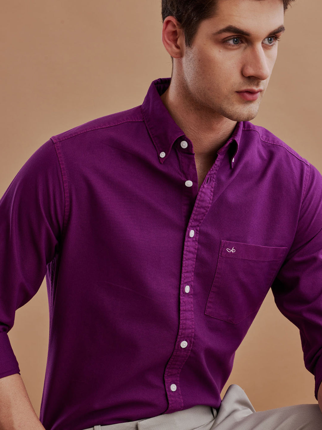 Buy Aldeno Men Oxford Magenta Casual Shirt (GIPAL)