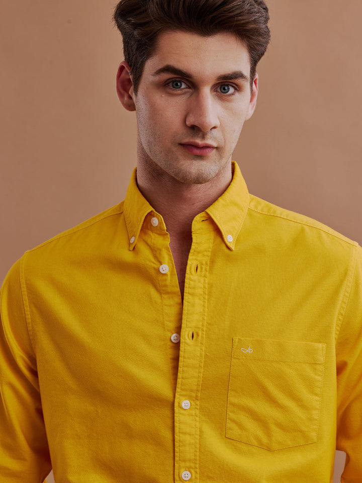 Aldeno Men Oxford Yellow Casual Shirt (GOLDY)